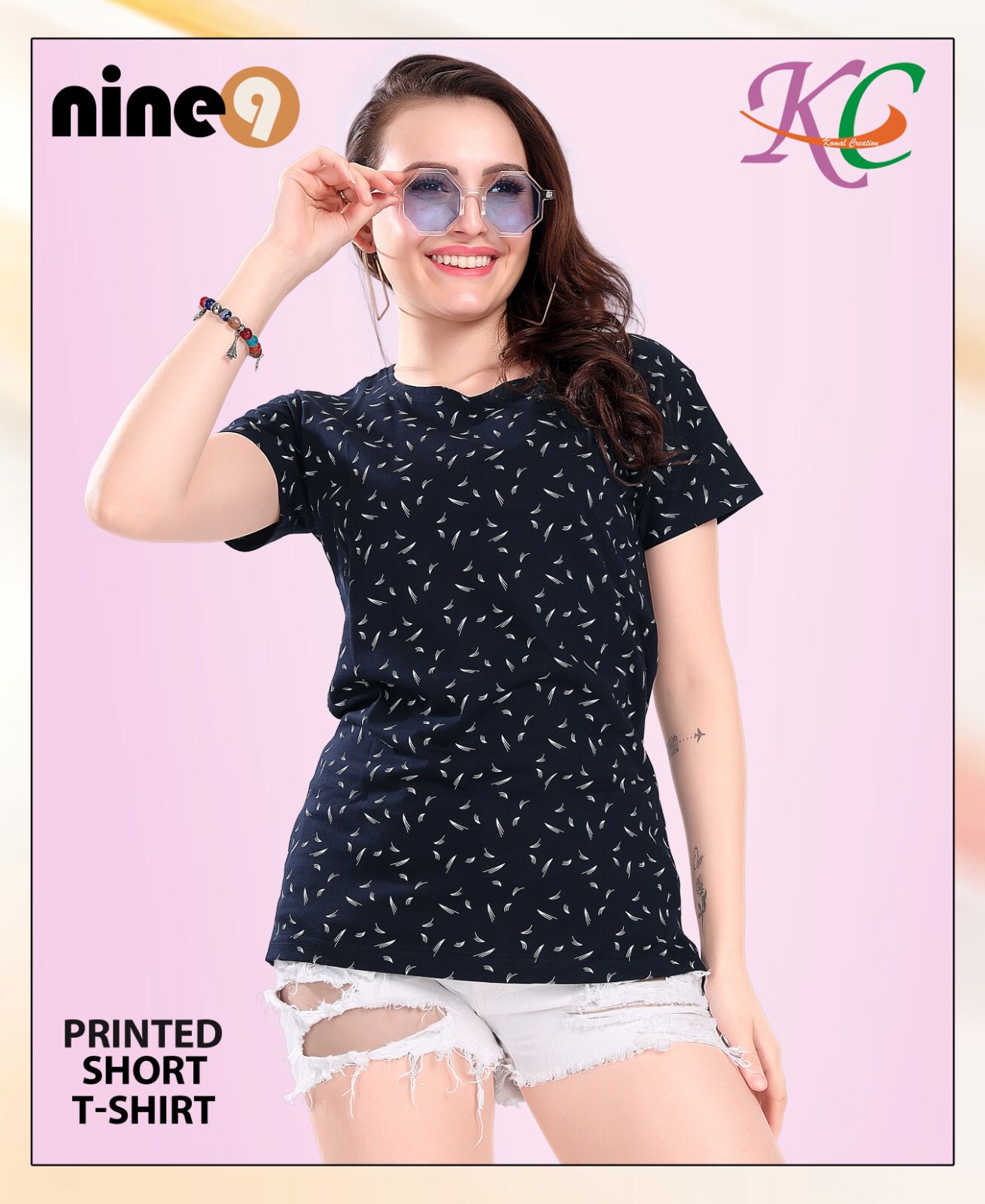 Nine Printed Short Ladies Top Catalog